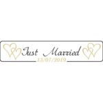 Πινακίδα αυτοκινήτου γάμου Just Married gold hearts (2 τεμ)