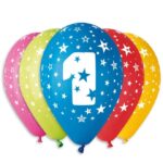 12" Πολύχρωμα Μπαλόνια Αριθμός 1 (25 τεμ)