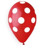 13" Μπαλόνι Κόκκινο με άσπρο Πουά (25 τεμ)