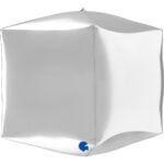 15" Μπαλόνι Ασημί 4D Κύβος - Image 2