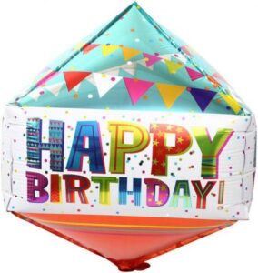 15" Μπαλόνι Happy Birthday Κύβος