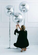 16" Μπαλόνι ασημί τρισδιάστατη σφαίρα ORBZ - Image 3