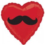 18'' Μπαλόνι αγάπης Καρδιά κόκκινη Μουστάκι