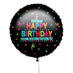 18'' Μπαλόνι Happy Birthday Μαύρο με Κονφετί