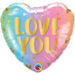 18'' Μπαλόνι Καρδιά 'Love you' παστέλ όμπρε