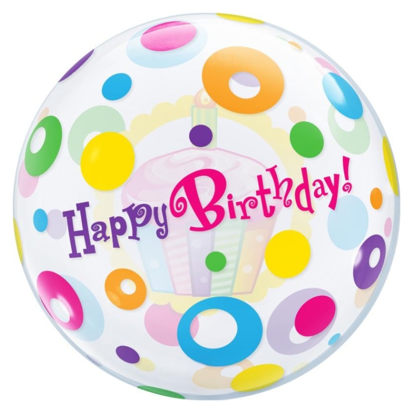 18″ Μπαλόνι Διάφανο Happy Birthday Cupcake