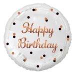 18" Μπαλόνι Γενεθλίων Λευκό - Rosegold Dots
