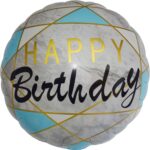 18″ Μπαλόνι Γενεθλίων Μάρμαρο Γαλάζιο