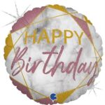 18" Μπαλόνι Happy Birthday Μάρμαρο χρυσό-ροζ