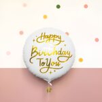 18" Μπαλόνι Happy Birthday to You άσπρο-χρυσό - Image 2