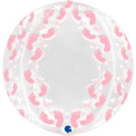 19" Διάφανο Μπαλόνι ροζ Πατουσάκια