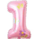 25" Μπαλόνι Ροζ Αριθμός 1 Πεταλούδες