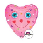 32" Μπαλόνι Ροζ Καρδιά χαμογελαστό προσωπάκι