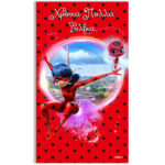 Αφίσα πάρτυ με μήνυμα Miraculous LadyBug