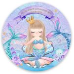 Στρογγυλή αφίσα βάπτισης θέμα Γοργόνα 1,30m