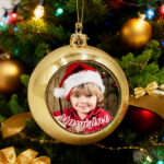 Χριστουγιεννιάτικο Στολίδι - Χρυσή Μπάλα με Φωτογραφία