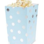 Χάρτινο κουτί ποπ- κορν γαλάζιο με ασημί πουά (4 τεμ)