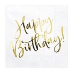 Χαρτοπετσέτες Happy Birthday Χρυσό (20 τεμ)