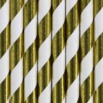 Χρυσά χάρτινα καλαμάκια ριγέ (10 τεμ)