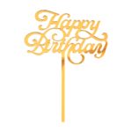 Χρυσό Topper τούρτας Happy Birthday