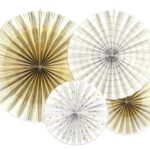 Διακοσμητικές βεντάλιες άσπρο & χρυσό (4 τεμ)