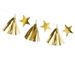 Γιρλάντα χρυσά αστέρια & φουντίτσες 1,3m - Image 2