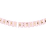 Διακοσμητικό μπάνερ ροζ "Happy birthday"