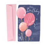 Ευχετήρια Κάρτα Γενεθλίων - Ροζ Μπαλόνια