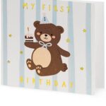 Ευχετήρια Κάρτα 1st Birthday Boy Αρκουδάκι