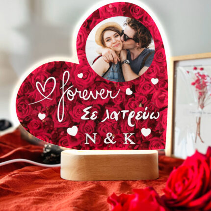 Φωτιστικό καρδιά με φωτογραφία – Heart of Roses