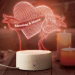 Φωτιστικό led plexiglass - Καρδιά με ονόματα" - Image 5