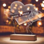 Φωτιστικό led plexiglass - Καρδιά με ονόματα" - Image 2