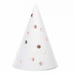 Καπέλα πάρτυ Άσπρα με Rosegold Πουά (6 τεμ)