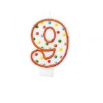 Κεράκι τούρτας No 9 Πολύχρωμο Πουά - Image 2