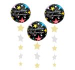 Κρεμαστά χάρτινα Διακοσμητικά Ασημί & Χρυσά Αστέρια 4m