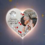 Ξύλινο Φωτιστικό καρδιά - Αφιέρωση - Image 2