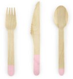 Ξύλινο σετ φαγητού ροζ (18 τεμ)