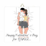 Ξύλινο Καδράκι Βαλεντίνου "Μαμά, μπαμπάς & παιδάκι"