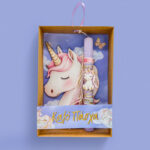 Λαμπάδα Μονόκερος Αρωματική με Ξύλινο Κάδρο - Image 2