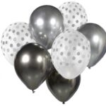 Λάτεξ Mπαλόνια Ασημί & Γραφίτης (7 τεμ)