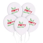 Λάτεξ Mπαλόνια Άσπρα Merry Christmas Ταρανδάκι (5 τεμ)