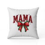 Μαξιλάρι Χριστουγεννιάτικο – Mama με Κόκκινο Φιόγκο