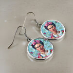 Μεταλλικά Σκουλαρίκια στρογγυλά Frida Kahlo