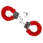 Μεταλλικές χειροπέδες με κόκκινη γούνα