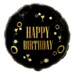 18" Μπαλόνι Γενεθλίων Μαύρο με Χρυσά στοιχεία