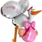 Μπαλόνι γέννησης Πελαργός κοριτσάκι 3D (2 τεμ) 157 εκ