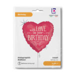 18" Μπαλόνι Καρδιά 'With Love on your Birthday' - Image 2