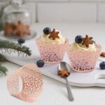 Περιτύλιγμα για cupcakes με ροζ διάτρητο σχέδιο (10 τεμ) - Image 2