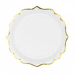 Πιάτα γλυκού Άσπρα με χρυσό περίγραμμα (6 τεμ)