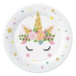 Πιάτα γλυκού Μονόκερος φλοράλ (8 τεμ)